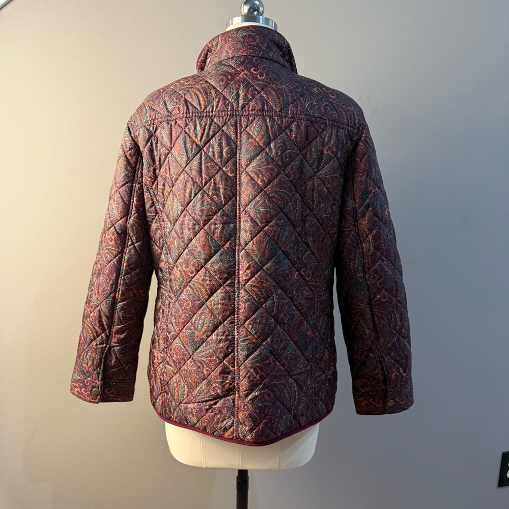 Talbots Paisley Quilted Puffer Jacket - Deep Red - Picture 6 of 14